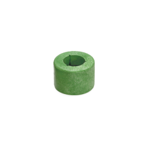 A small, green, cylindrical Magnetic Float from the B12469 Series with a hollow center and a narrow vertical slit along one side, placed on a white background. by Standex Detect