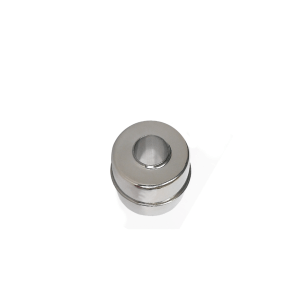 A small, round, metallic component&mdash;possibly a spacer or washer from the MS09-S Series Magnetic Float Switch&mdash;features a central hole and is photographed on a plain white background. by Standex Detect
