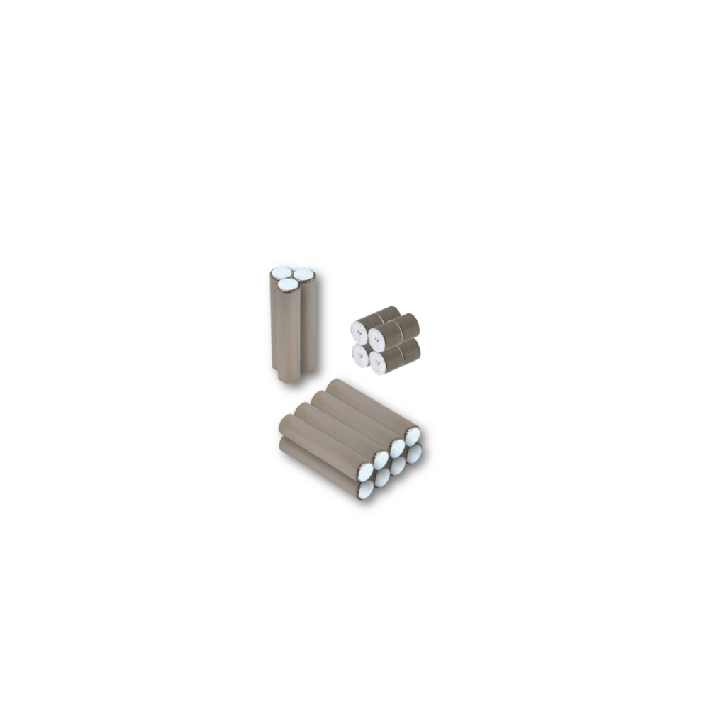 Four sets of gray cylindrical AlNiCo magnets, grouped together with white circular ends visible, displayed on a white background. by Standex Detect