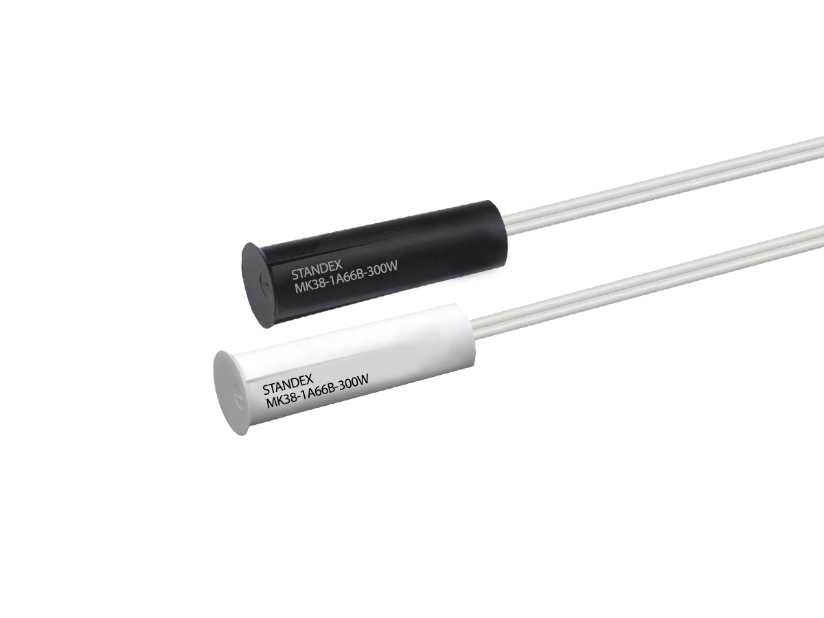 The MK38 Series Reed Sensor is a recessed magnetic sensor that is designed for installation in a ø3/8” hole or in a ø3/4” hole when using an adapter. The sensor is designed for a press fit installation that utilizes crush ribs to retain the sensor in the installation hole as well as a mating magnet to match.